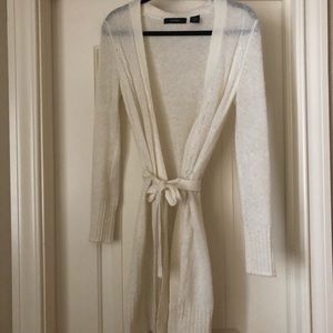 Express cream with sparkle thread long cardigan